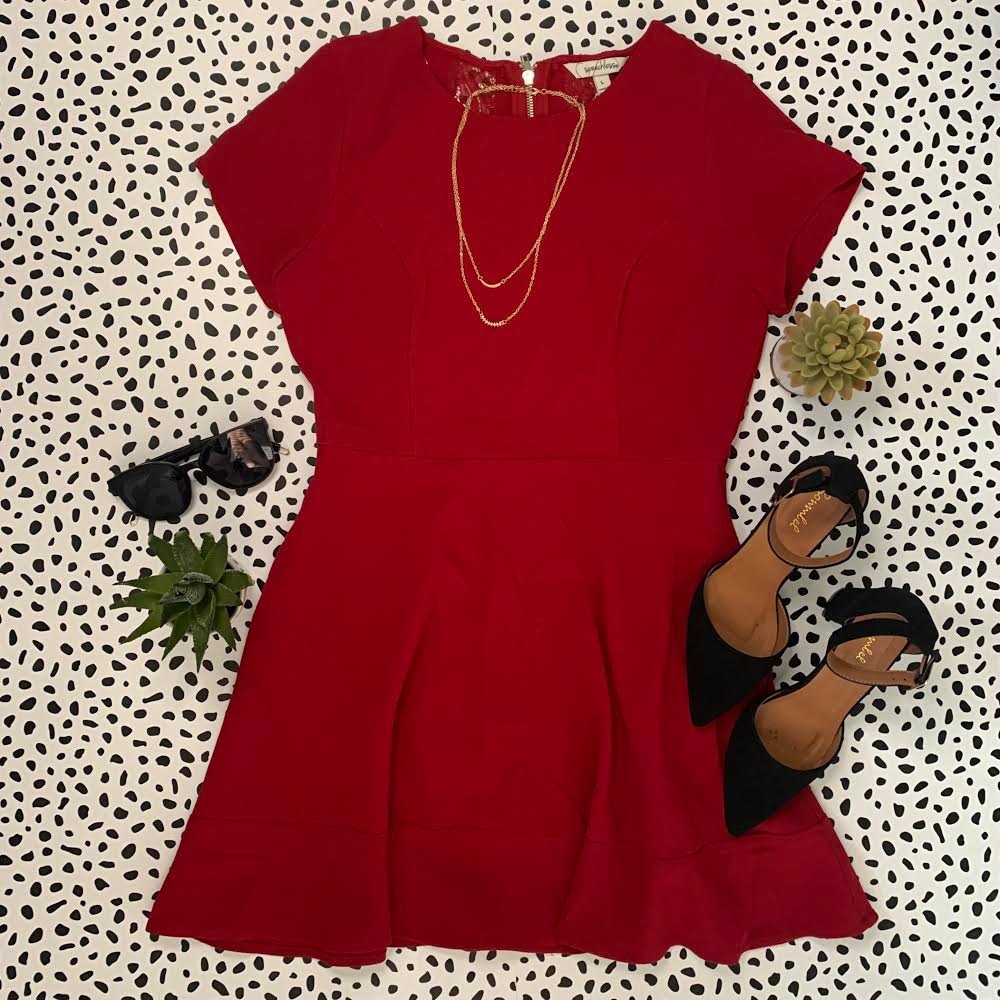 Speechless Women’s Red Crepe Lace Back Dress | L